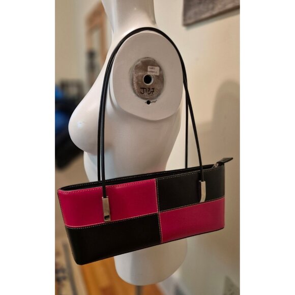 New Coast Vintage Leather Shoulder Bag Double Handle Red Black Retro Purse Bag - Picture 4 of 6